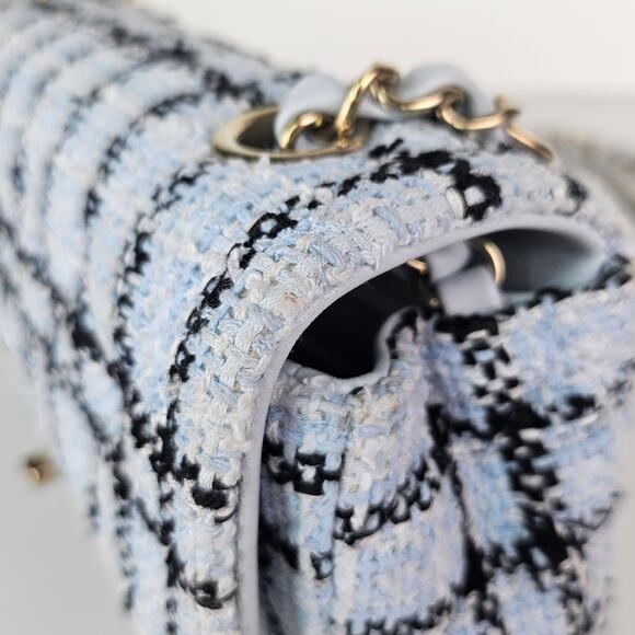 Chanel 25S Mini Classic Flap Mixed Fibers Blue Tweed Crossbody - Picture 8 of 15